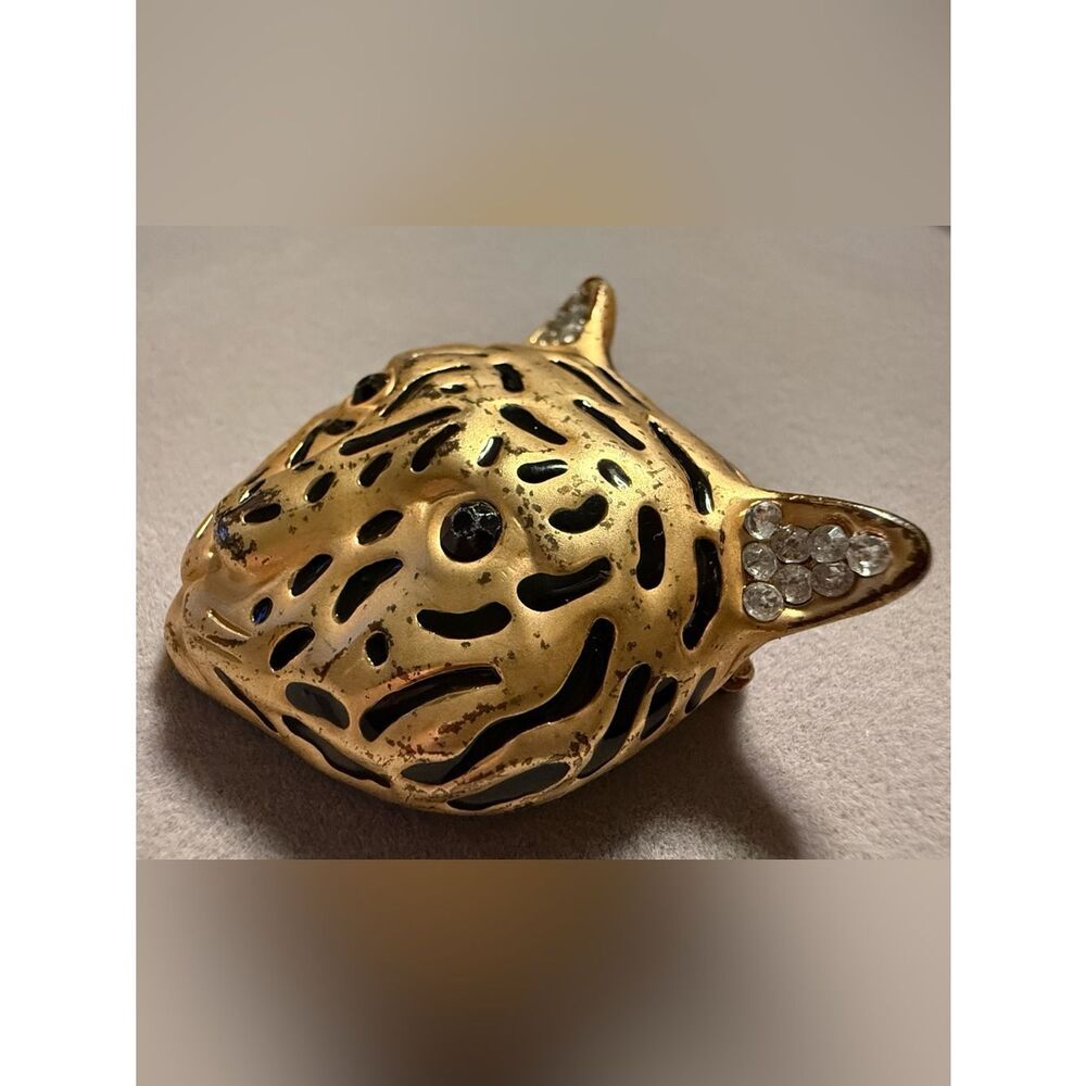 Vintage Gold Leopard Brooch For Women Statement Cat Animal Jewelry Bold - Picture 16 of 17